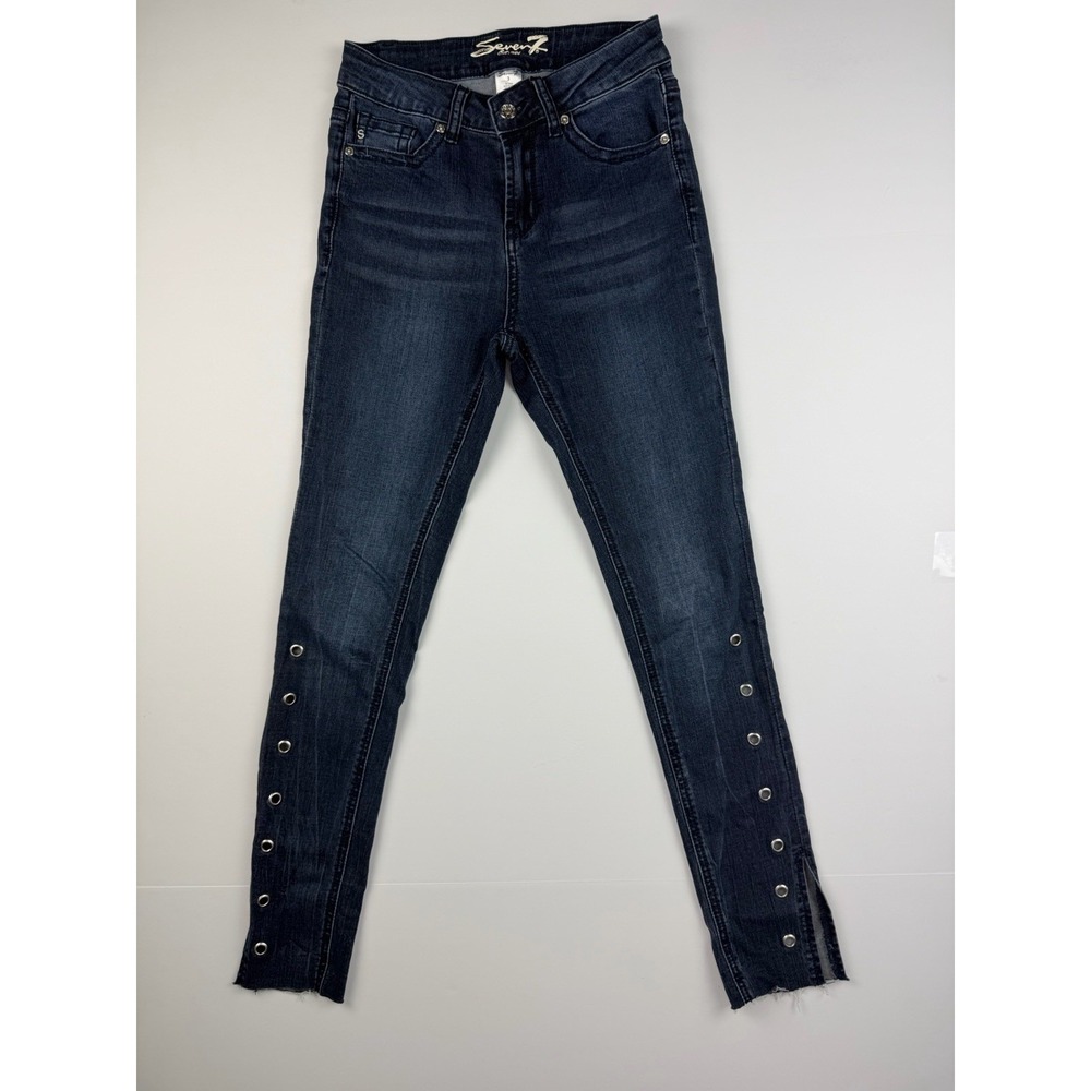 Seven7 Women's Skinny Jeans Studded Grommet Hem Dark Wash Size 3
